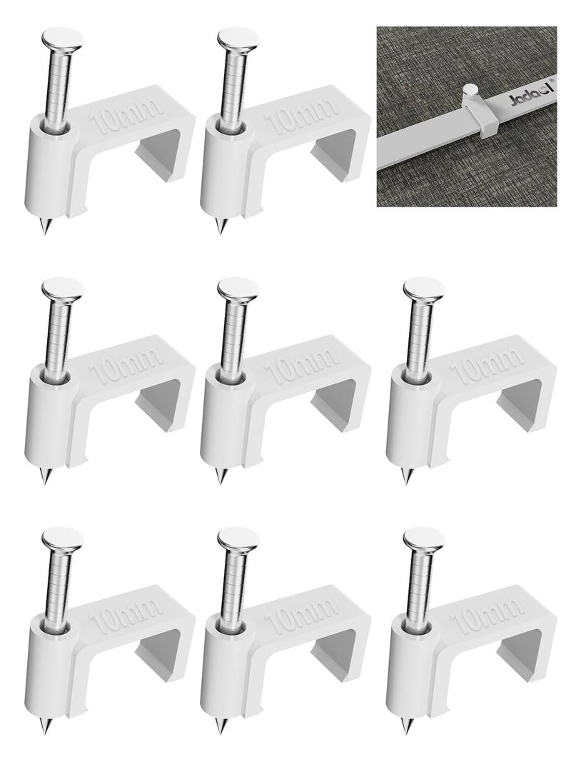 Jadaol Cable Clips 200Pcs 10mm Nail in Clips for Flat Ethernet Cables Wall Clips Cable Tacks Electrical Wire TV Cable Speaker Wire Coax Clips Cable Nails for Cords Cat5/Cat5e/Cat6/Cat7 RJ45 Cord Clips - Image 1